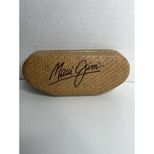 Maui Jim Sunglasses Case Tan Hard Case Wicker Pattern Beach Summer Style Used